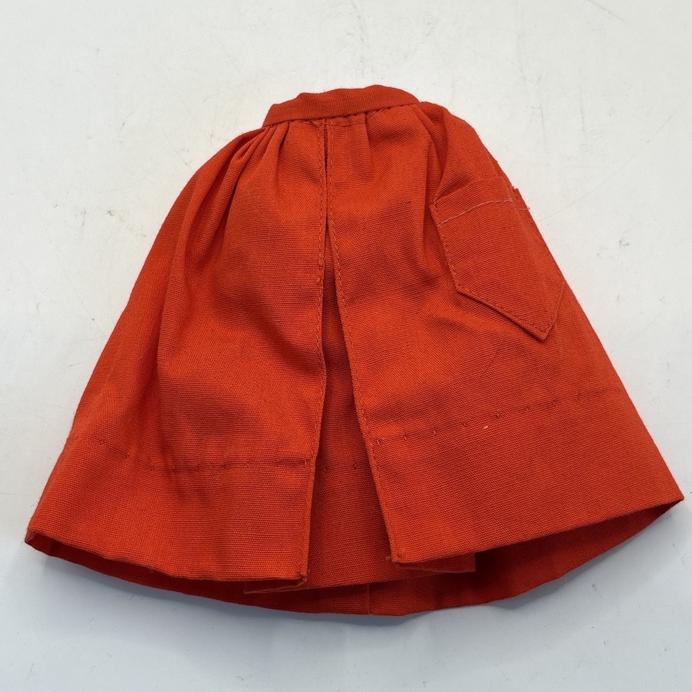 Vintage 1960s Barbie Mattel PAK Red Orange Gathered Skirt Front Pocket - Picture 4 of 4